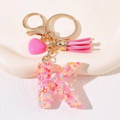 Resin Sequin Star Keychains with Tassel | Pink