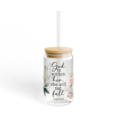 God Is Within Her 16oz Glass Can