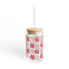 Strawberries And Rainbows 16oz Glass Can