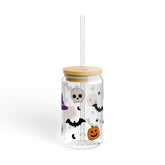 Pumpkin Skull Halloween 16oz Glass Can