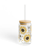 Sunflowers & Bees 16oz Glass Can