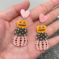 Halloween Acrylic Pink Pumpkin Earrings