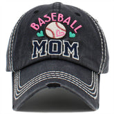 Baseball Mom Vintage Washed Baseball Hat