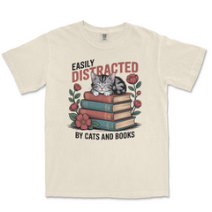 Easily Distracted By Cats & Books Comfort Colors T-Shirt