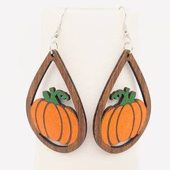 Pumpkin Wooden Dangle Earrings