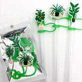 Straw Topper 3 pack | Leafy Potted Plants