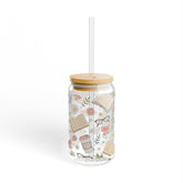 Floral Bookish 16oz Glass Can