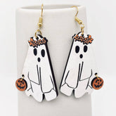 Hippie Ghost Wooden Earrings