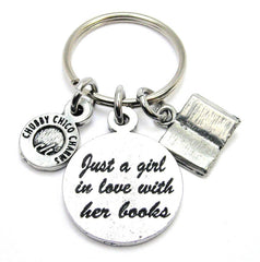 Just A Girl In Love With Her Books With Open Book Keychain