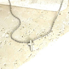 Mini Cross Necklace - Silver