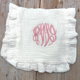Monogrammed Muslin Ruffle Burp