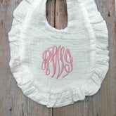 Monogrammed Muslin Ruffle Baby Bib