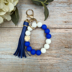 Wristlet Keychain | Game Day | Blue & White | UK