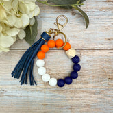 Wristlet Keychain | Game Day | Navy & Orange