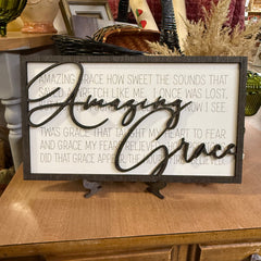 Amazing Grace Lyric Sign | Ebony