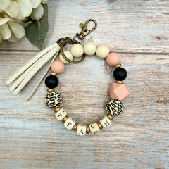 Wristlet Keychain | Teacher | Leopard and Pink