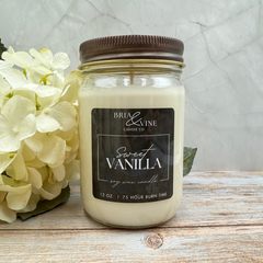 Sweet Vanilla 12oz Mason Jar Candle