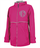 Monogrammed Ladies Rain Jacket - Hot Pink