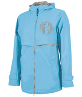 Monogrammed Ladies Rain Jacket - Wave Blue