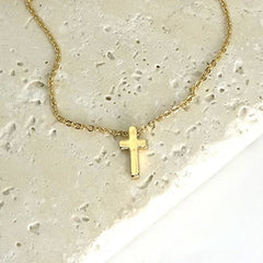 Mini Cross Necklace - Gold