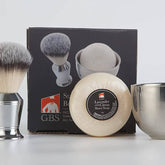 G.B.S Wet Shaving Set | Stainless Shaving Brush, Bowl + Soap