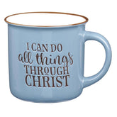 Mug Camp Blue/White All Things Through Christ