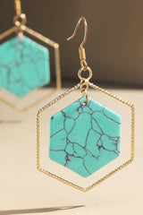 Natural Stone Hexagon Dangle Earrings