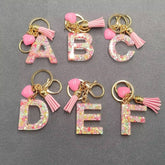 Resin Sequin Star Keychains with Tassel | Pink
