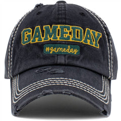 GAMEDAY Vintage Washed Baseball Hat| Black & Green