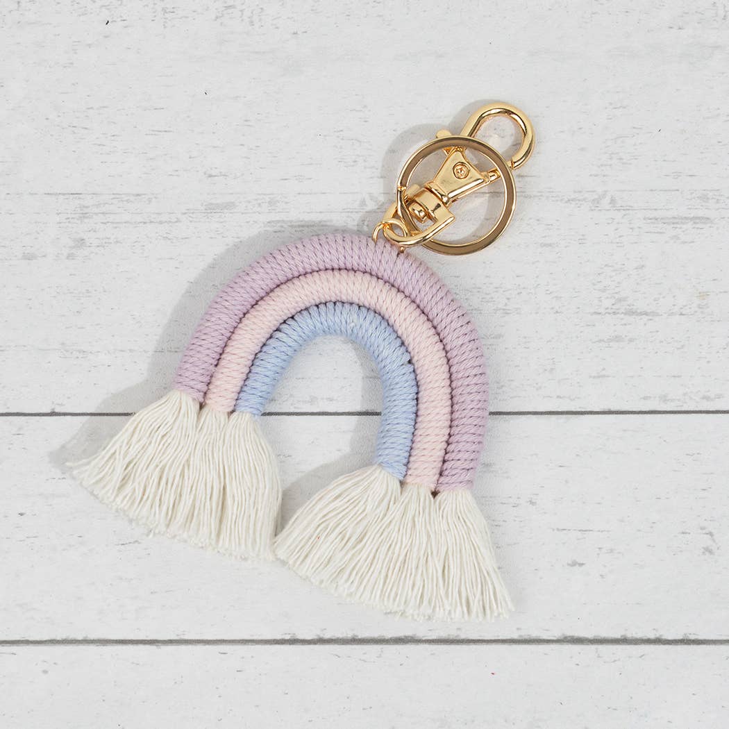 Boho Braided Rainbow Keychain