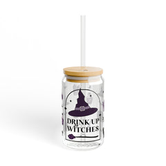Drink Up Witches Halloween 16oz Glass Can