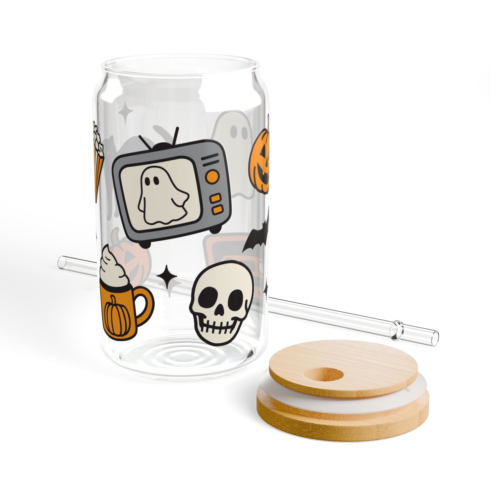 Retro Halloween 16oz Glass Can