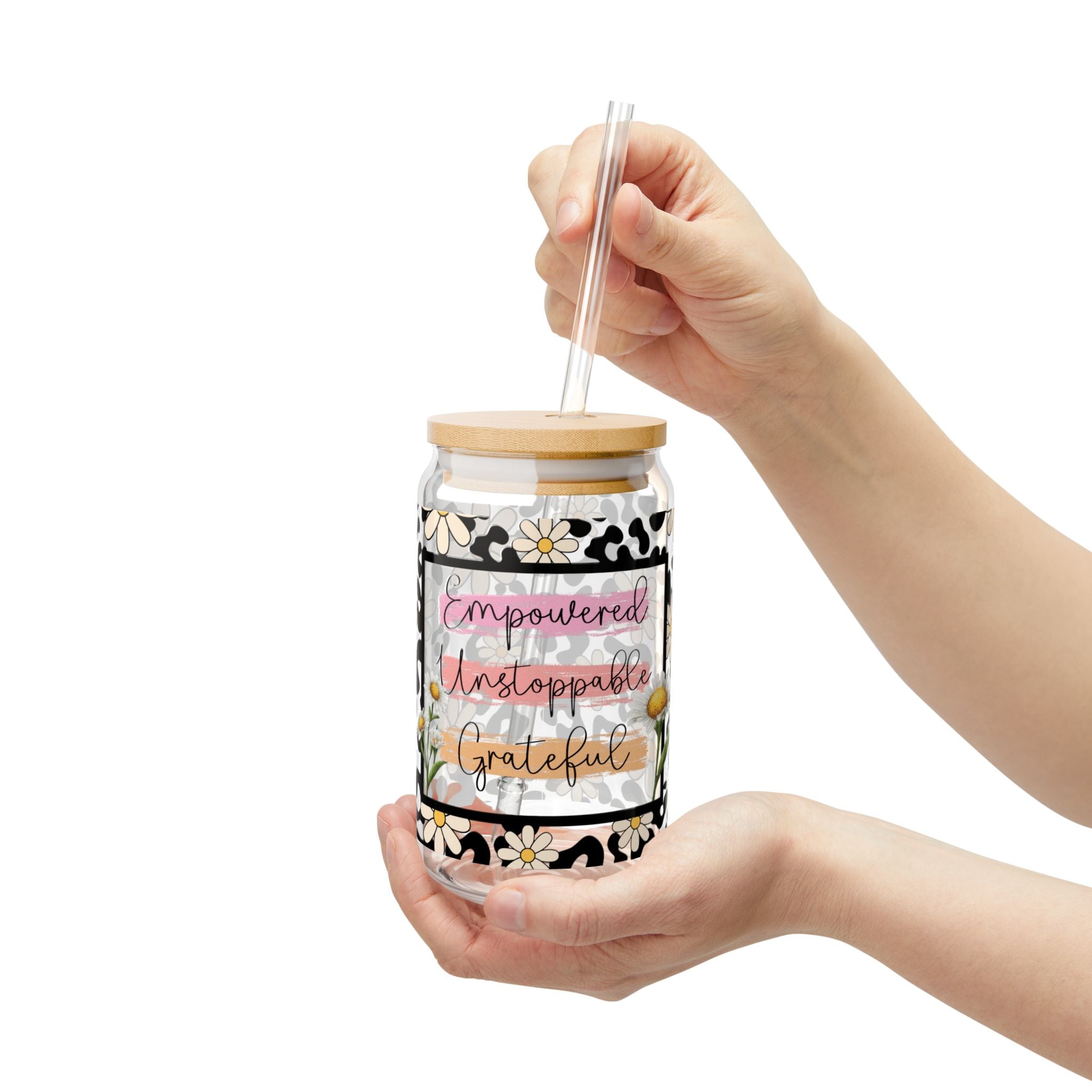 Empowered Unstoppable Grateful 16oz Glass Can
