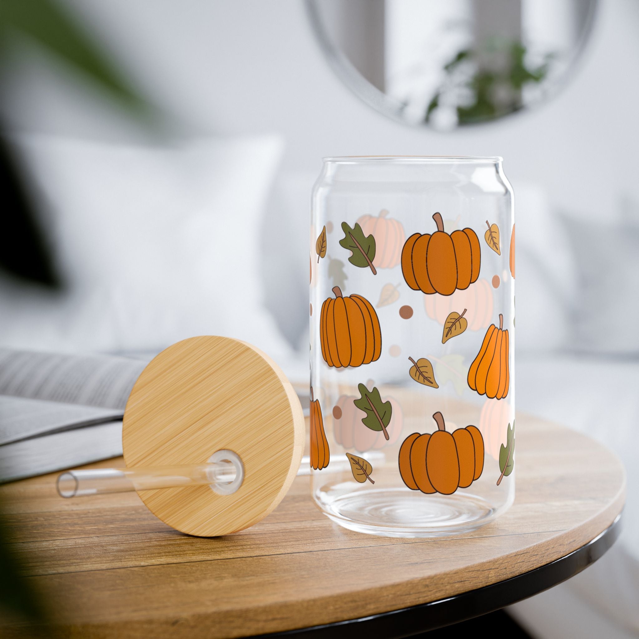Fall Pumpkin 16oz Glass Can