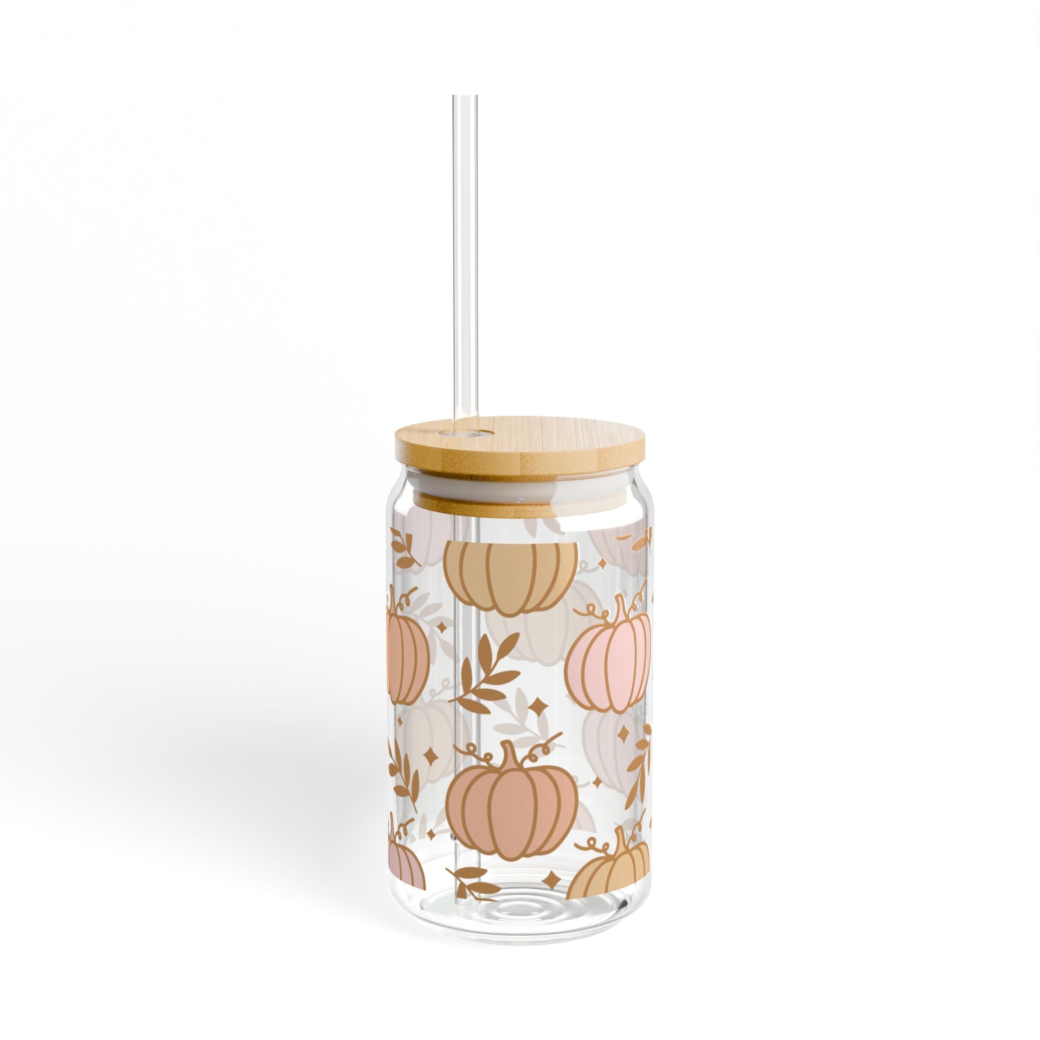 Pastel Pumpkins Fall 16oz Glass Can