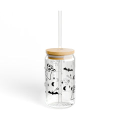 Cowboy Ghost Halloween 16oz Glass Can