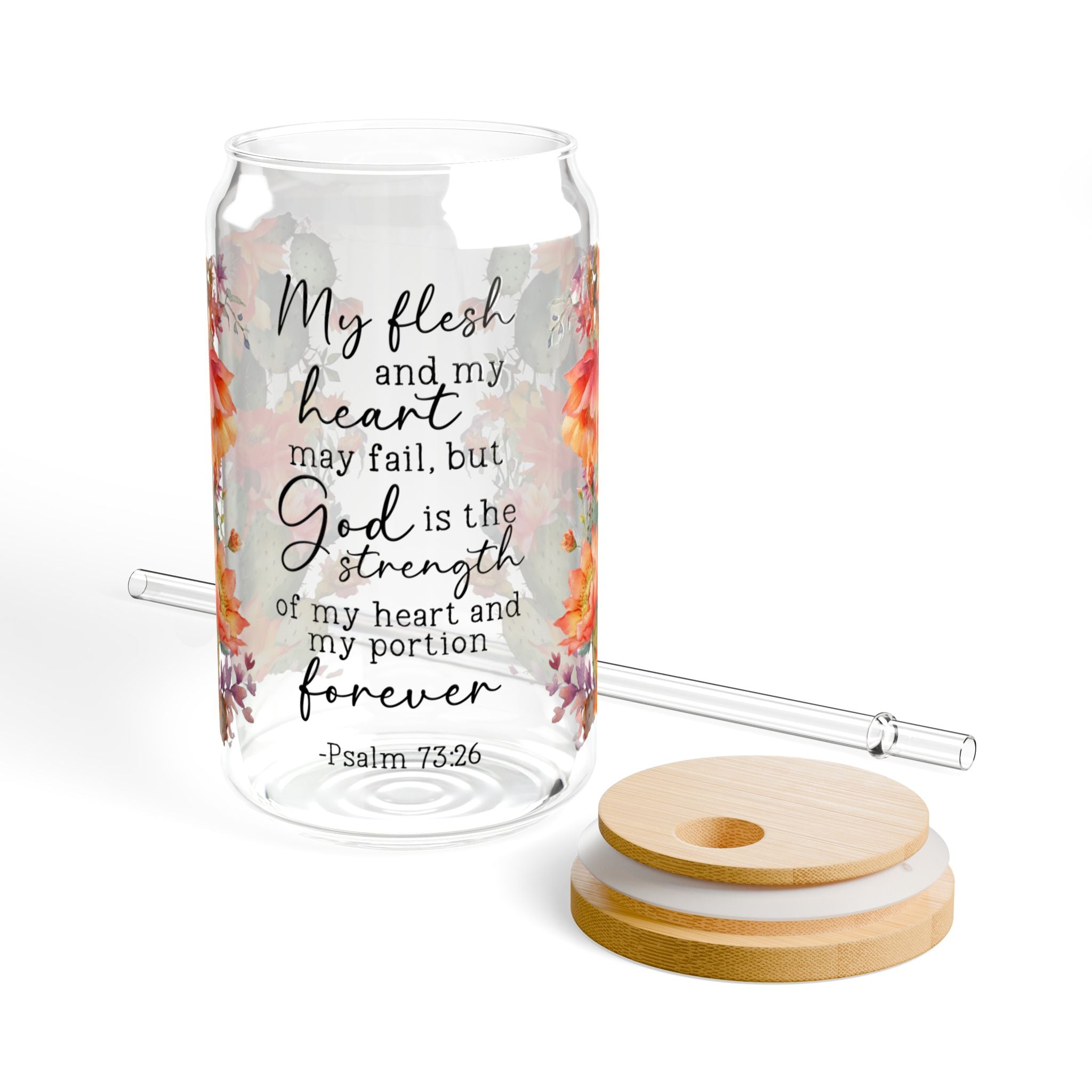 God Is The Strength 16oz Glass Can