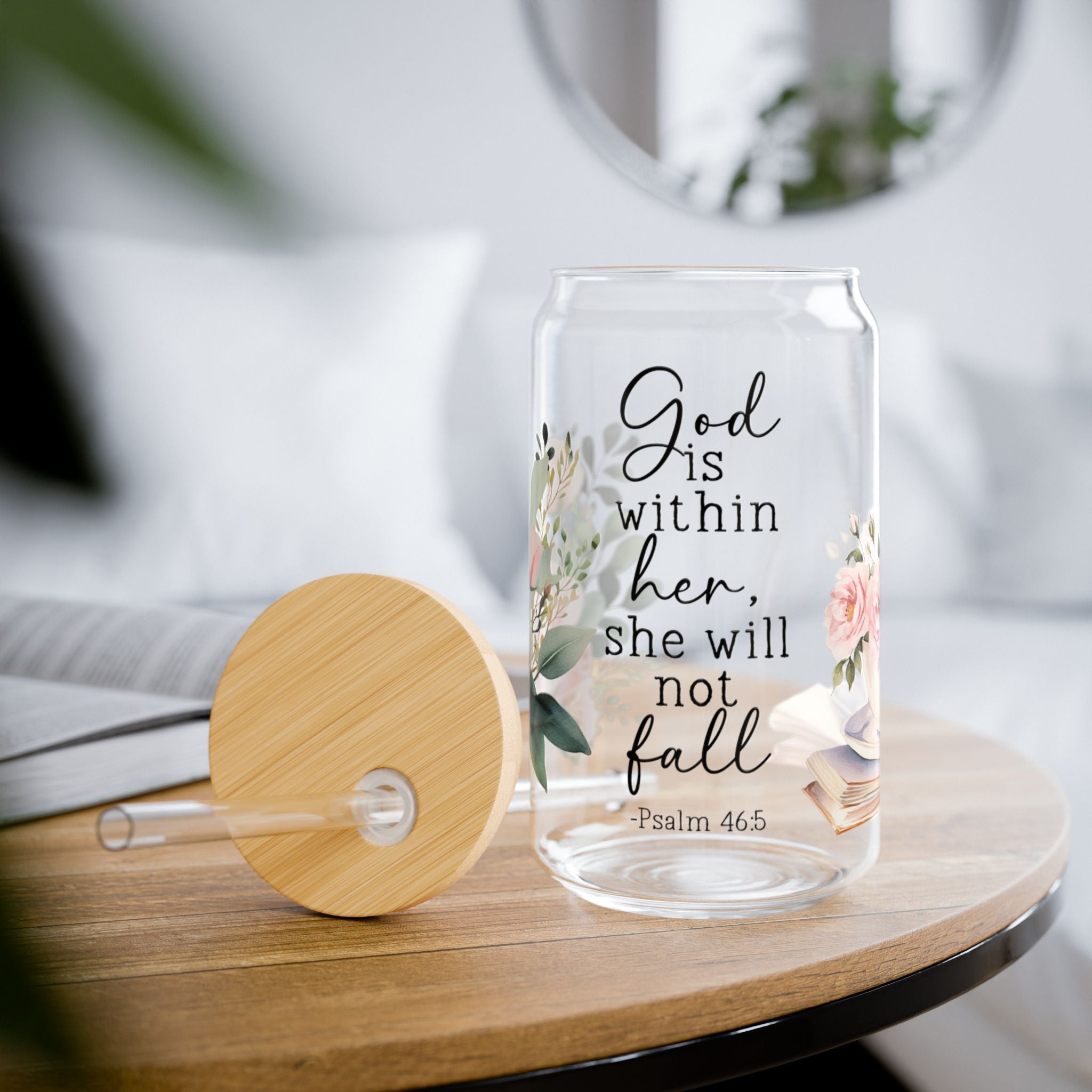God Is Within Her 16oz Glass Can