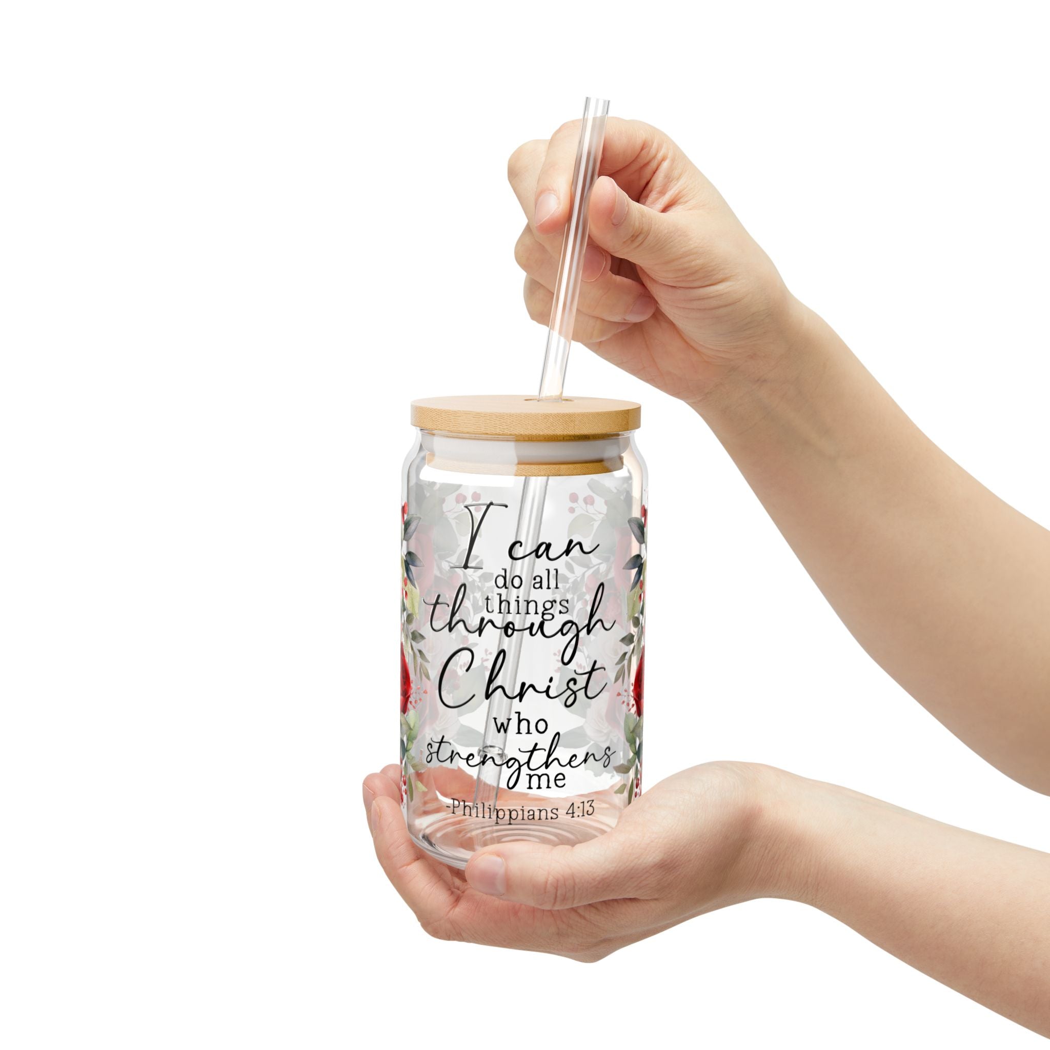 I Can Do All Things Through Christ 16oz Glass Can