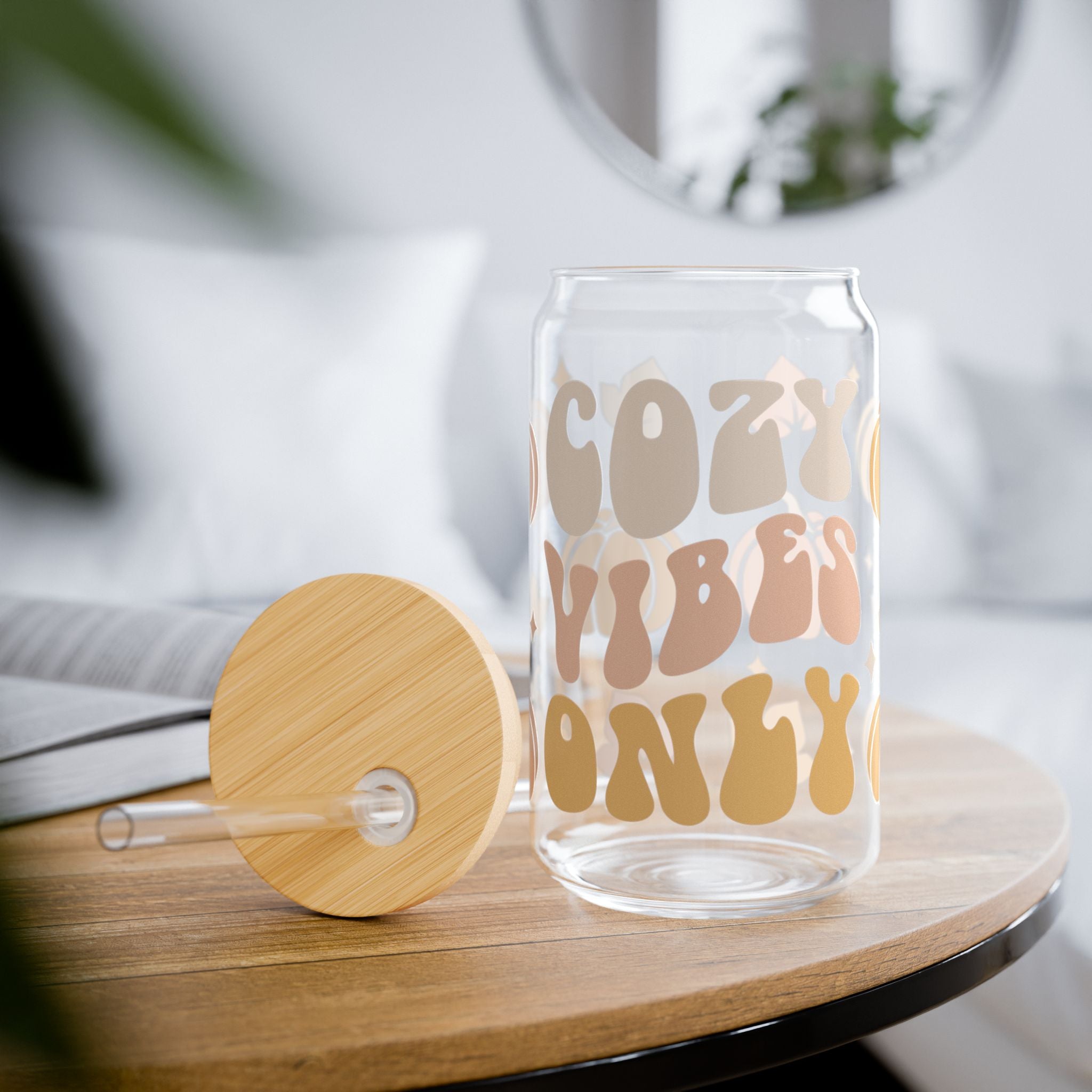 Cozy Vibes Only Fall 16oz Glass Can