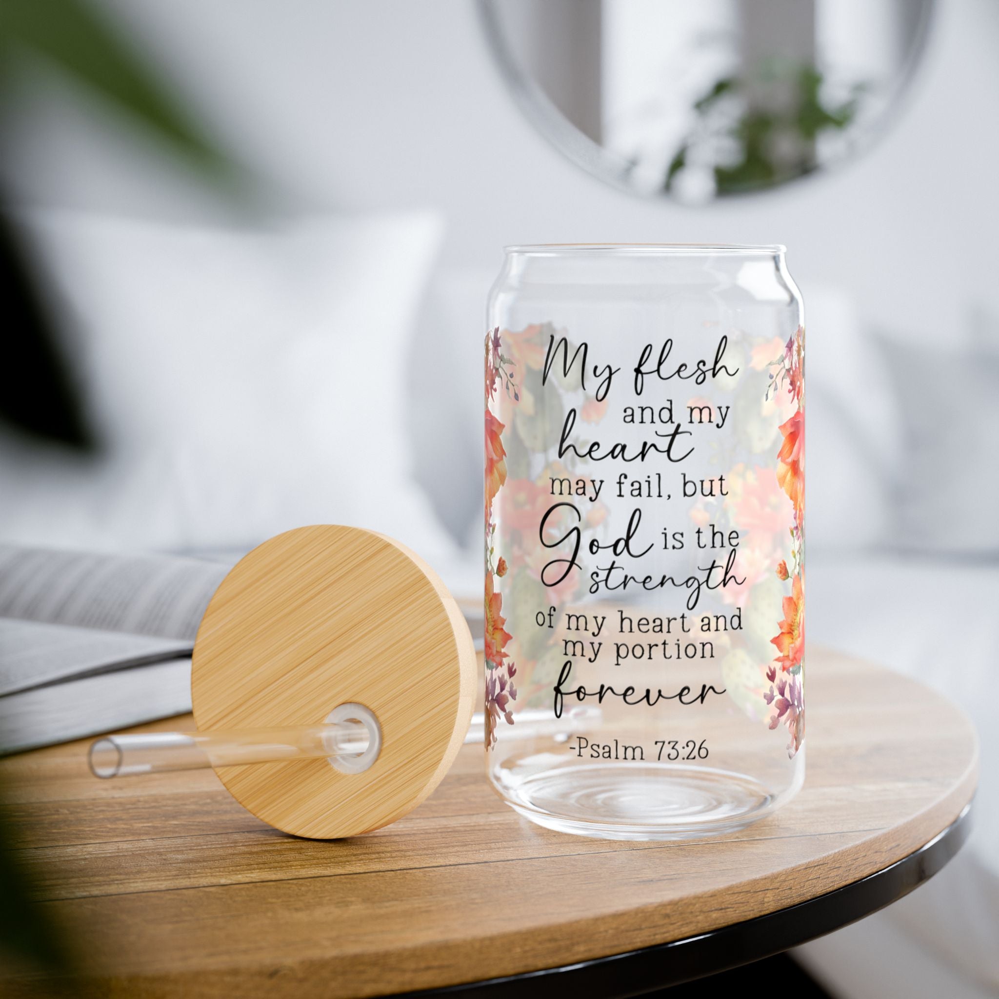 God Is The Strength 16oz Glass Can