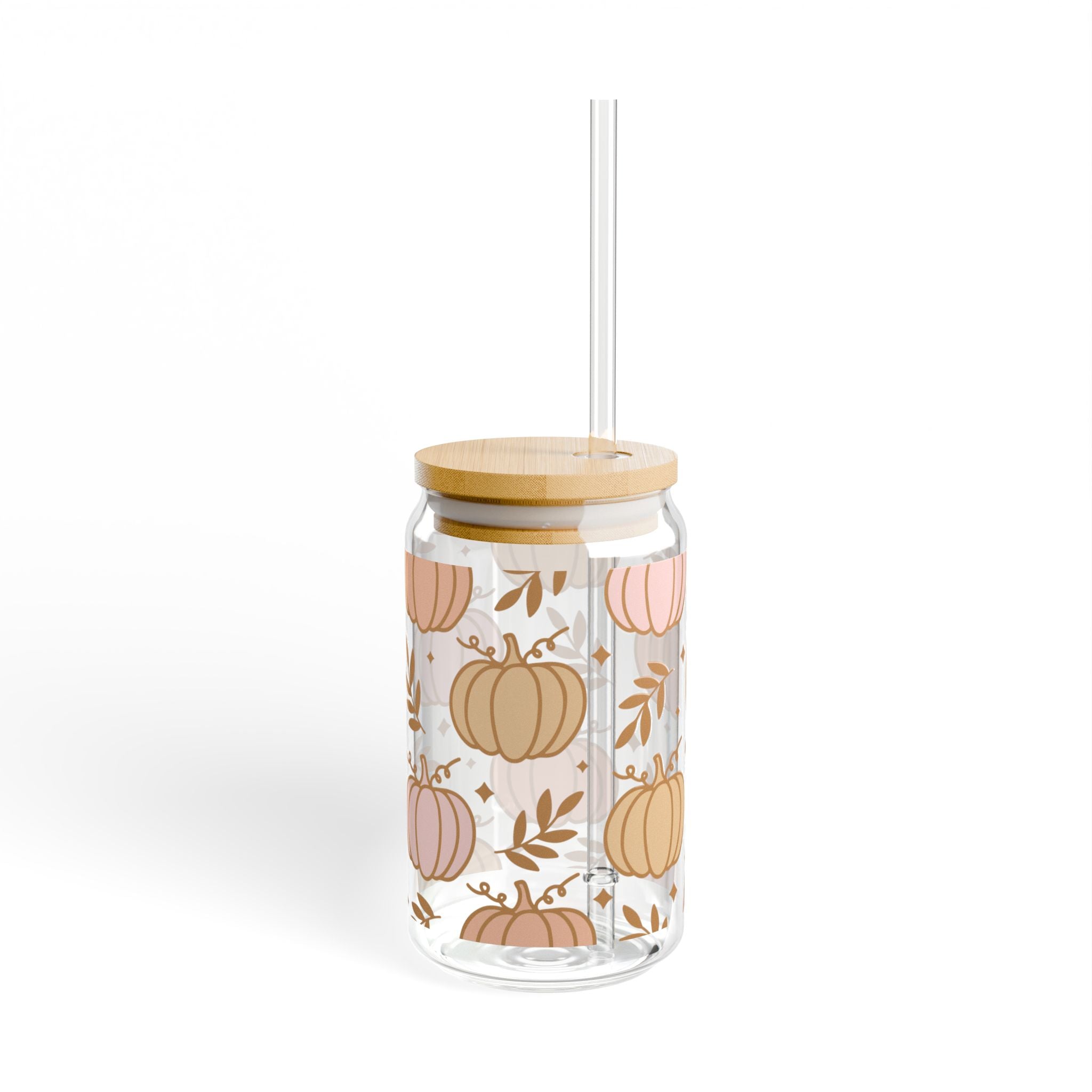 Pastel Pumpkins Fall 16oz Glass Can