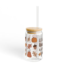 Leggings Leaves And Lattes Please Fall 16oz Glass Can