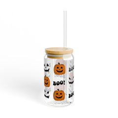 Jack-O-Lantern 16oz Glass Can