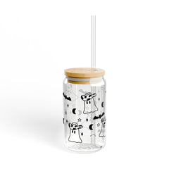 Cowboy Ghost Halloween 16oz Glass Can