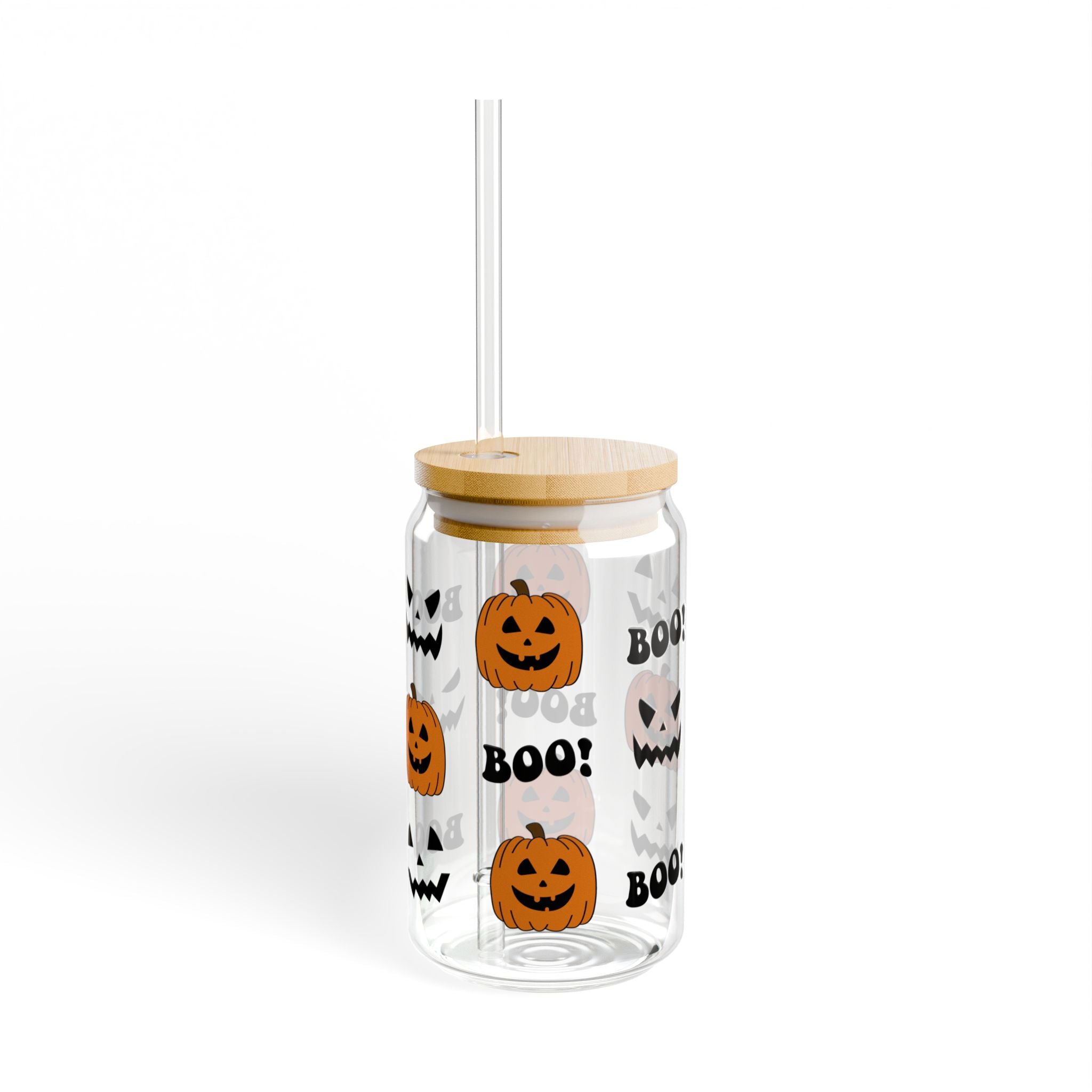 Jack-O-Lantern 16oz Glass Can