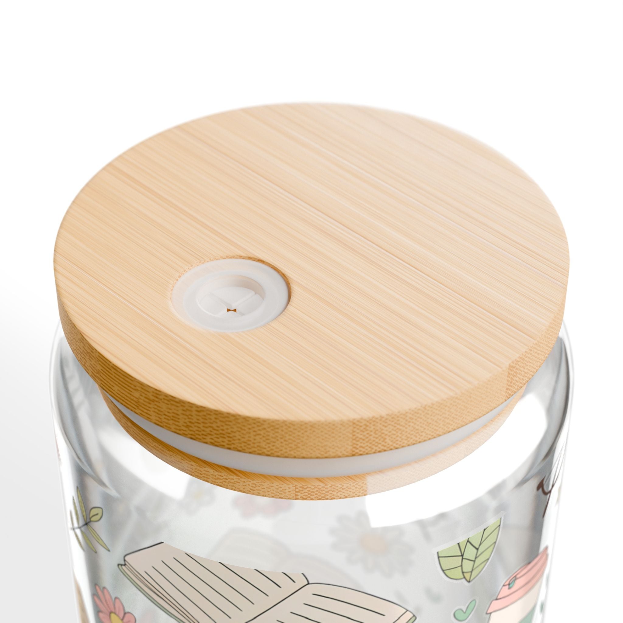 Floral Bookish 16oz Glass Can