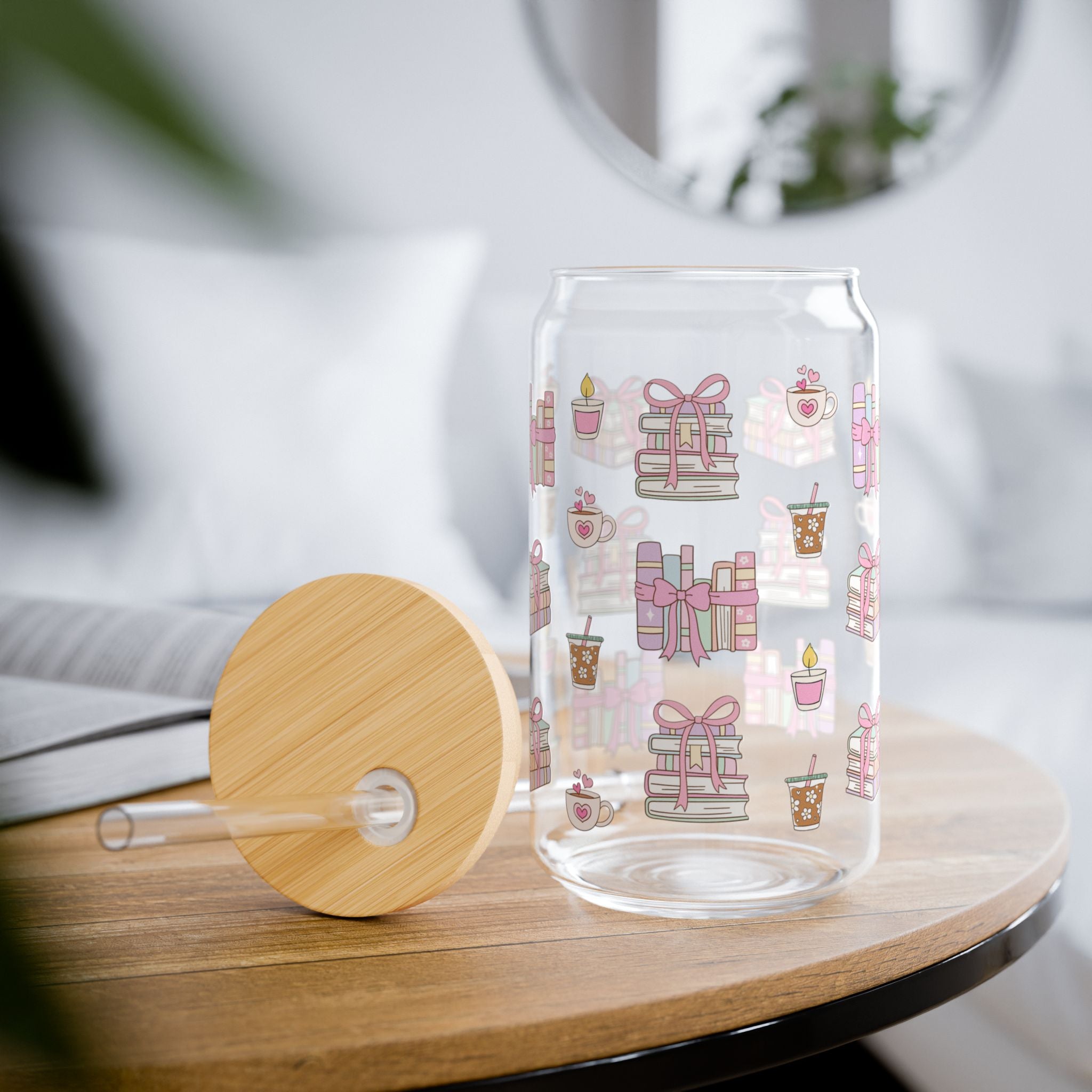 Cute Books 16oz Glass Can