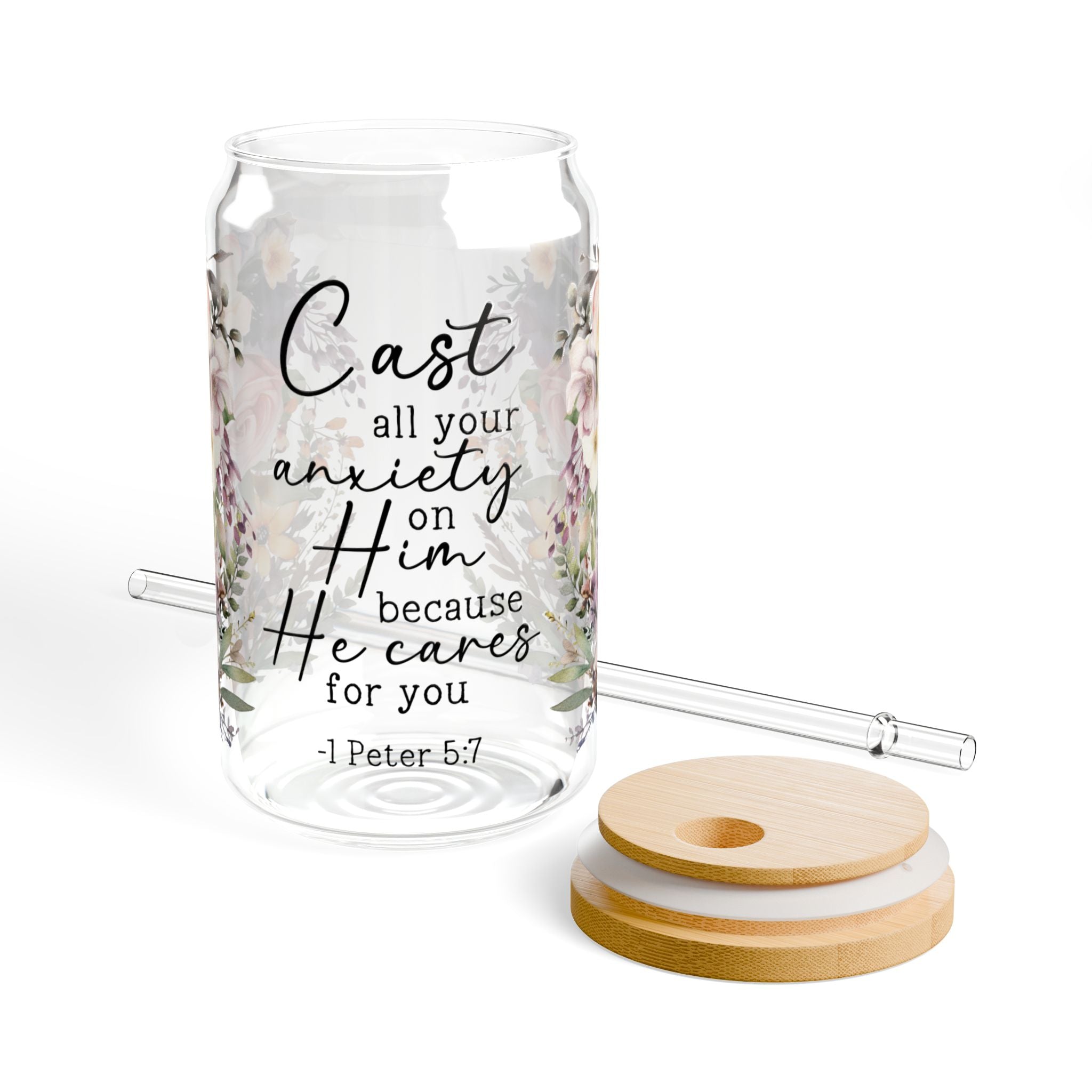 Cast All Your Anxiety On Him 16oz Glass Can