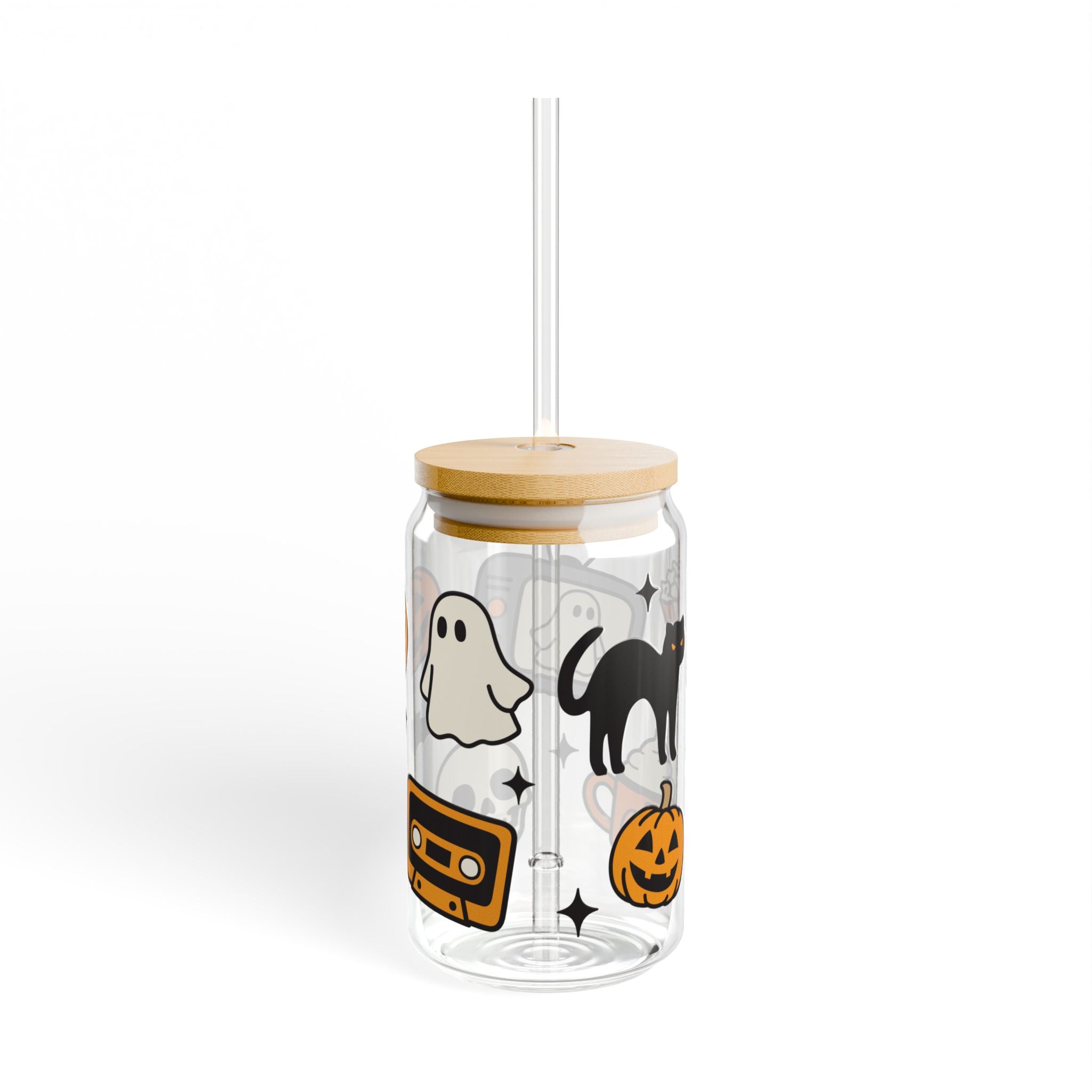Retro Halloween 16oz Glass Can